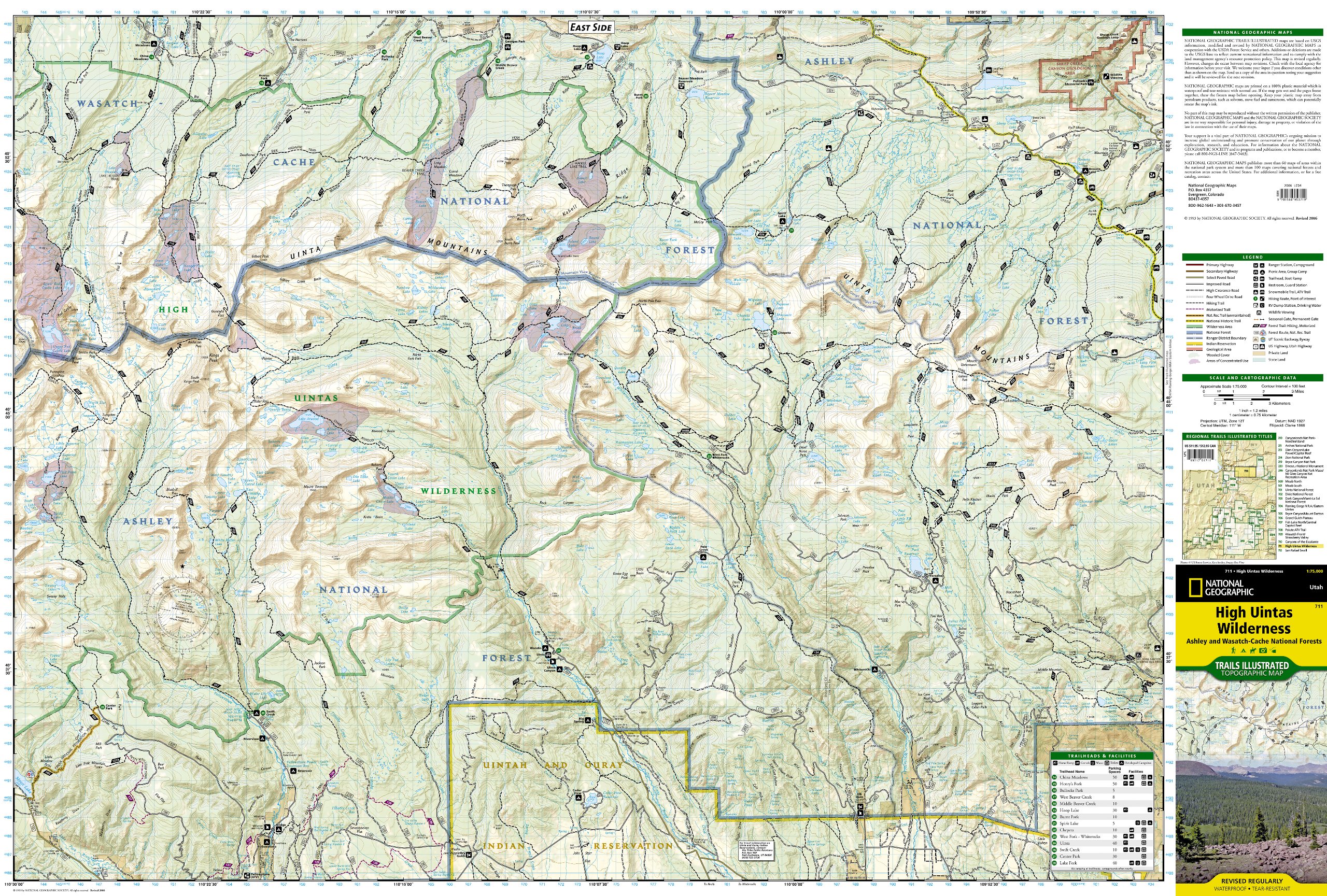 High Uintas Wilderness Map - Rocky Mountain Maps & Guidebooks