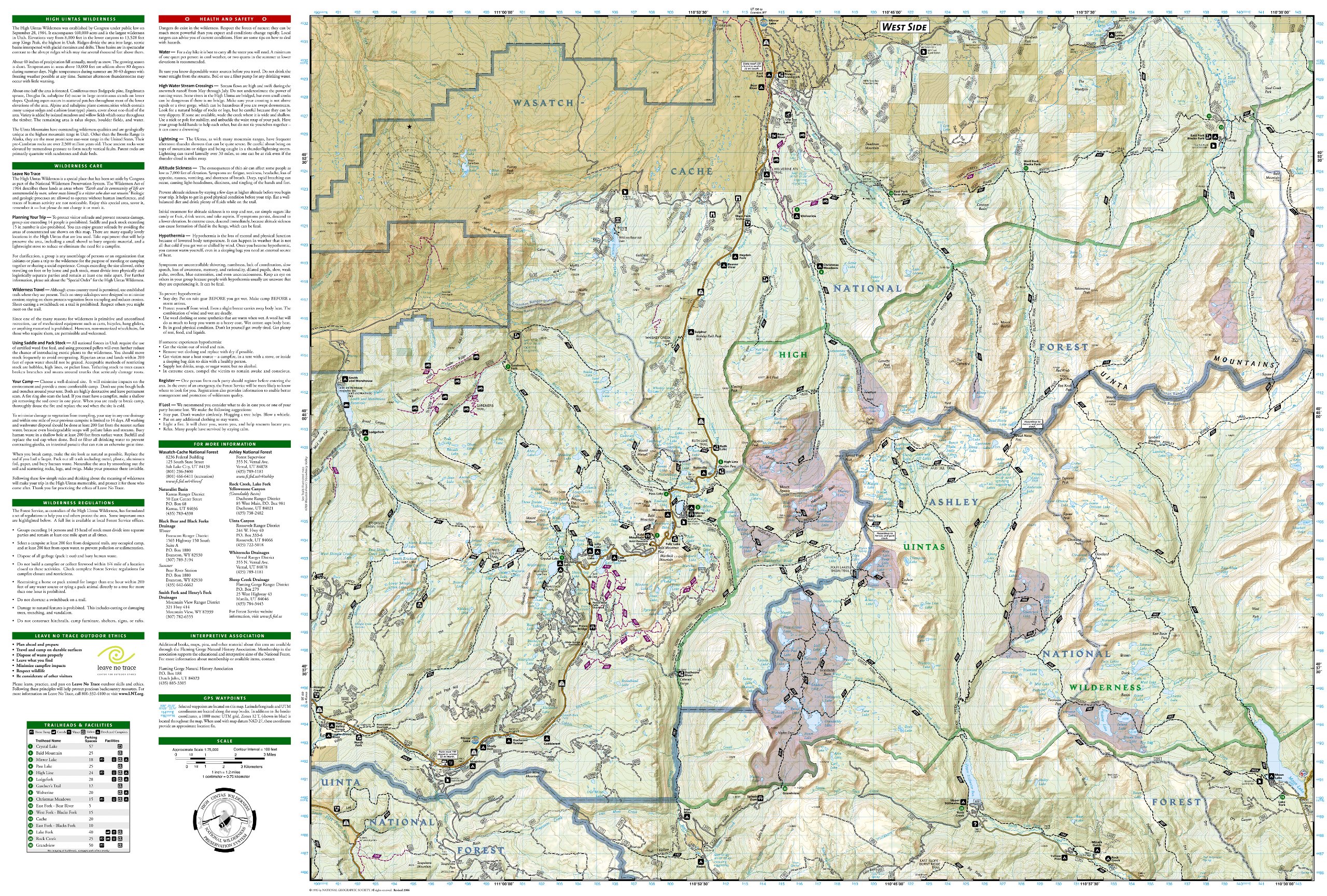 High Uintas Topographic Map High Uintas Wilderness Map   Rocky Mountain Maps & Guidebooks